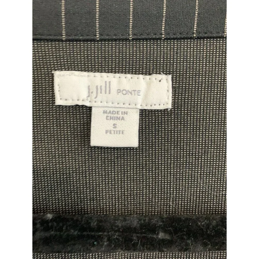 J.Jill Women’s Wide Leg Sleeveless Jumpsuit Size SP Black Pinstripe Academia_9